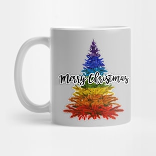 rainbow merry christmas tree Mug